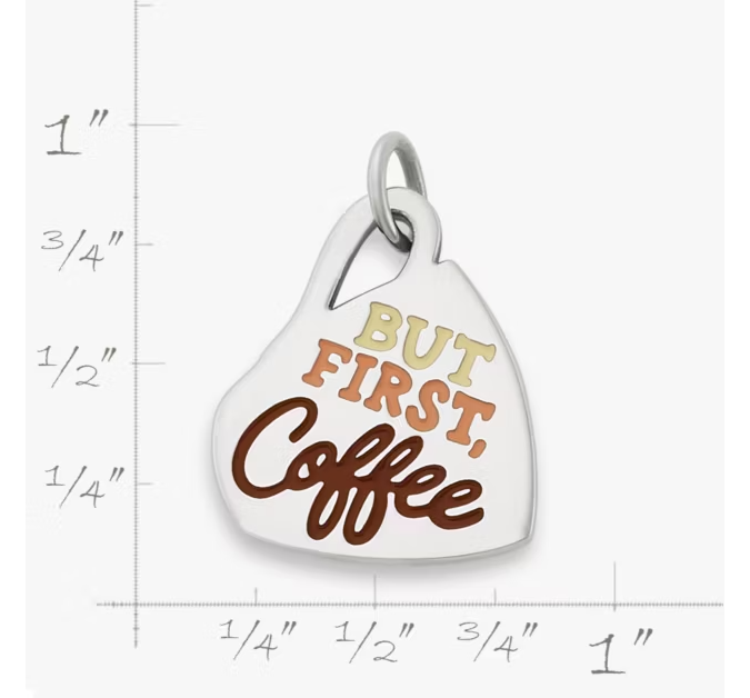 Enamel But First Coffee Charm