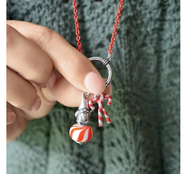 Enamel Christmas Gnome Art Glass Charm