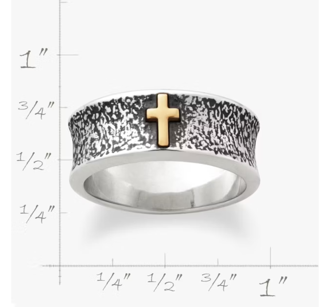 Textured Wedding Ring with Cross