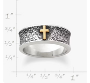 Textured Wedding Ring with Cross