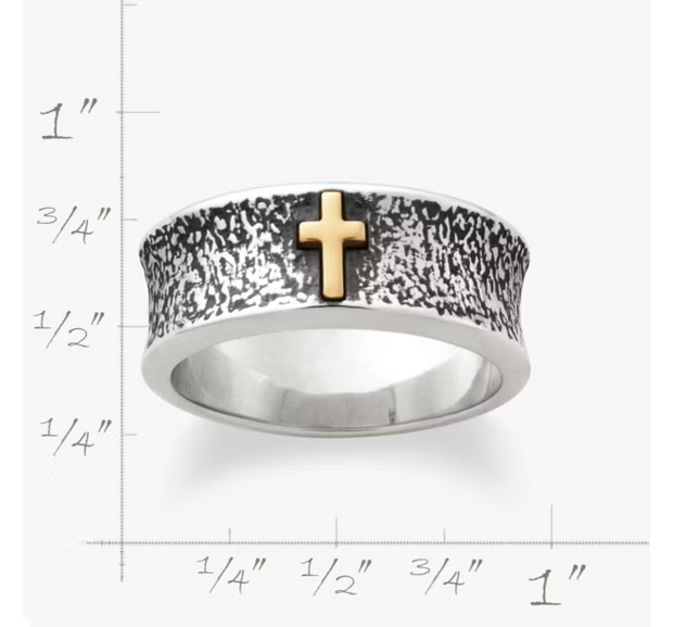 Textured Wedding Ring with Cross