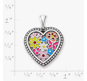 Enamel Floral Heart Pendant