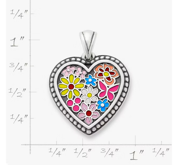 Enamel Floral Heart Pendant