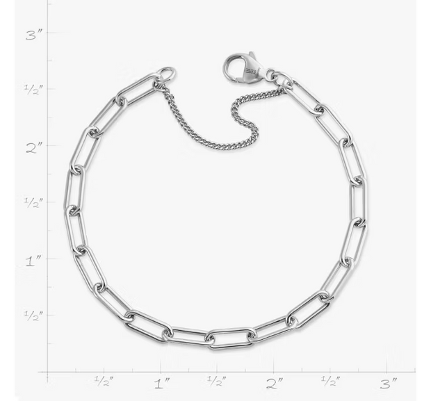 Elongated Link Charm Bracelet