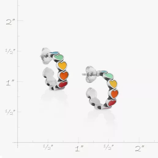Enamel Connected Hearts Hoops