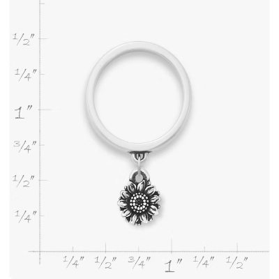 Mini Sunflower Charm Dangle Ring