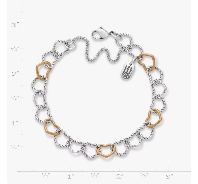 Twisted Wire Connected Hearts Charm Bracelet