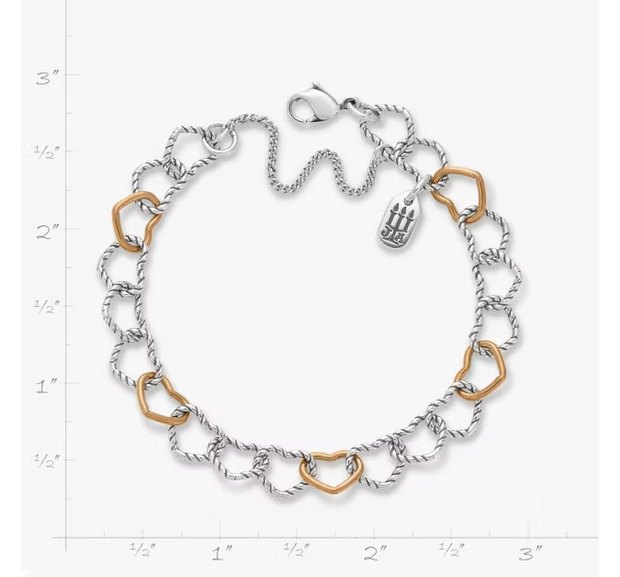 Twisted Wire Connected Hearts Charm Bracelet